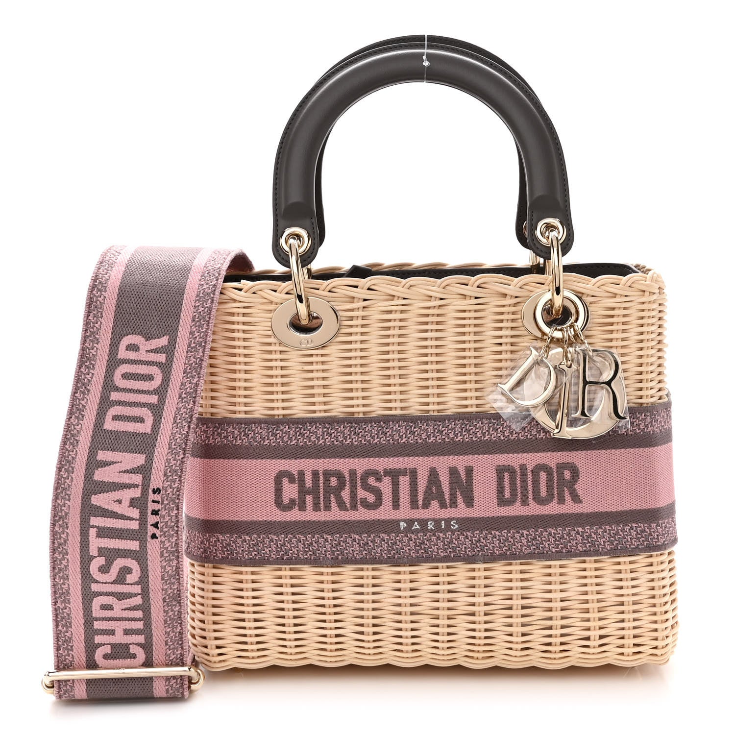 Christian Dior Wicker Oblique Medium Lady Dior Bag Pink Grey 1 of 11