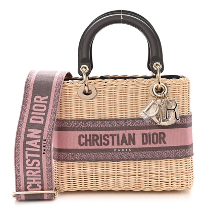 Christian Dior Wicker Oblique Medium Lady Dior Bag Pink Grey 1 of 11