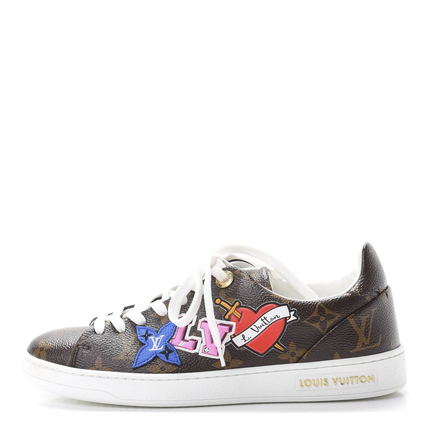 Calfskin Monogram LV Black Heart Sneakers 36 Cacao