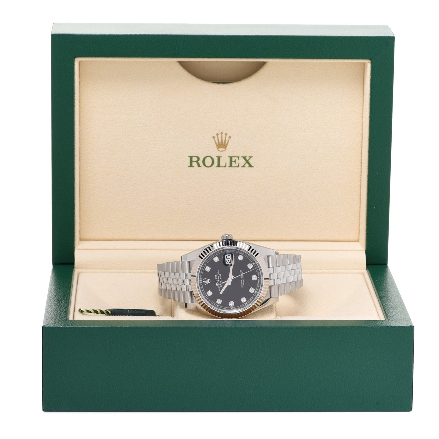 Stainless Steel 18K White Gold Diamond 41mm Oyster Perpetual Datejust Watch Black 116334