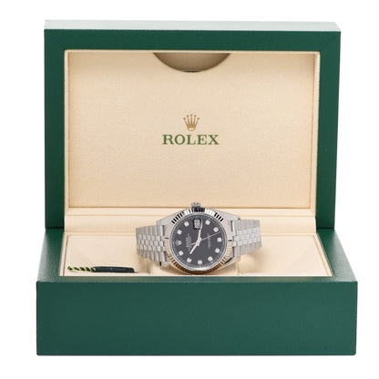 Rolex Stainless Steel 18K White Gold Diamond 41mm Oyster Perpetual Datejust Watch Black 116334 5 of 5