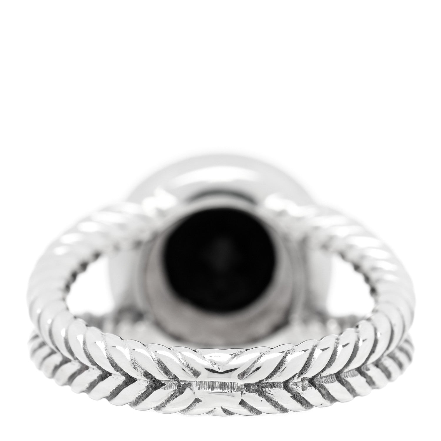 David Yurman Sterling Silver Diamond Black Onyx 8mm Petite Cerise Ring 52 6 3 of 4