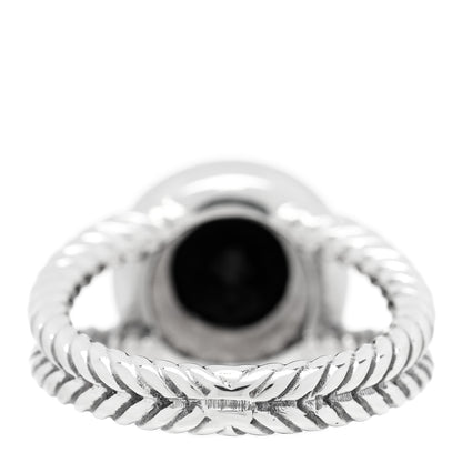 David Yurman Sterling Silver Diamond Black Onyx 8mm Petite Cerise Ring 52 6 3 of 4