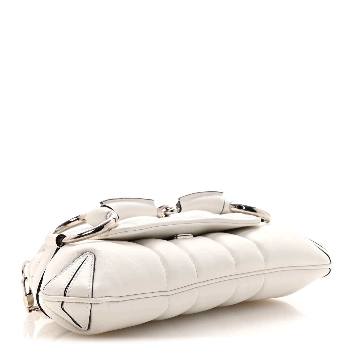Gucci Nappa Vertical Matelasse Small Maxi Horsebit Chain Shoulder Bag Great White 4 of 9