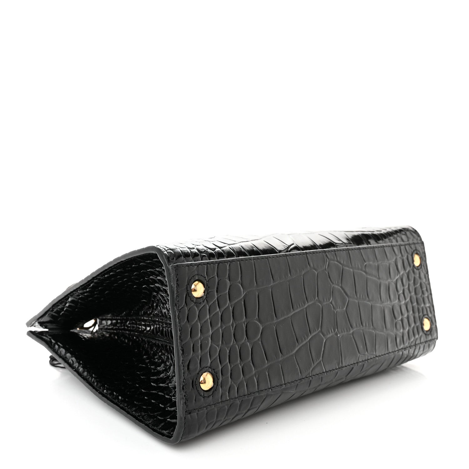 Burberry Crocodile Embossed Calfskin Mini Frances Tote Black 4 of 9
