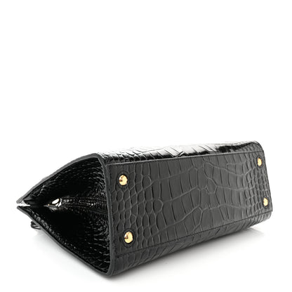 Burberry Crocodile Embossed Calfskin Mini Frances Tote Black 4 of 9