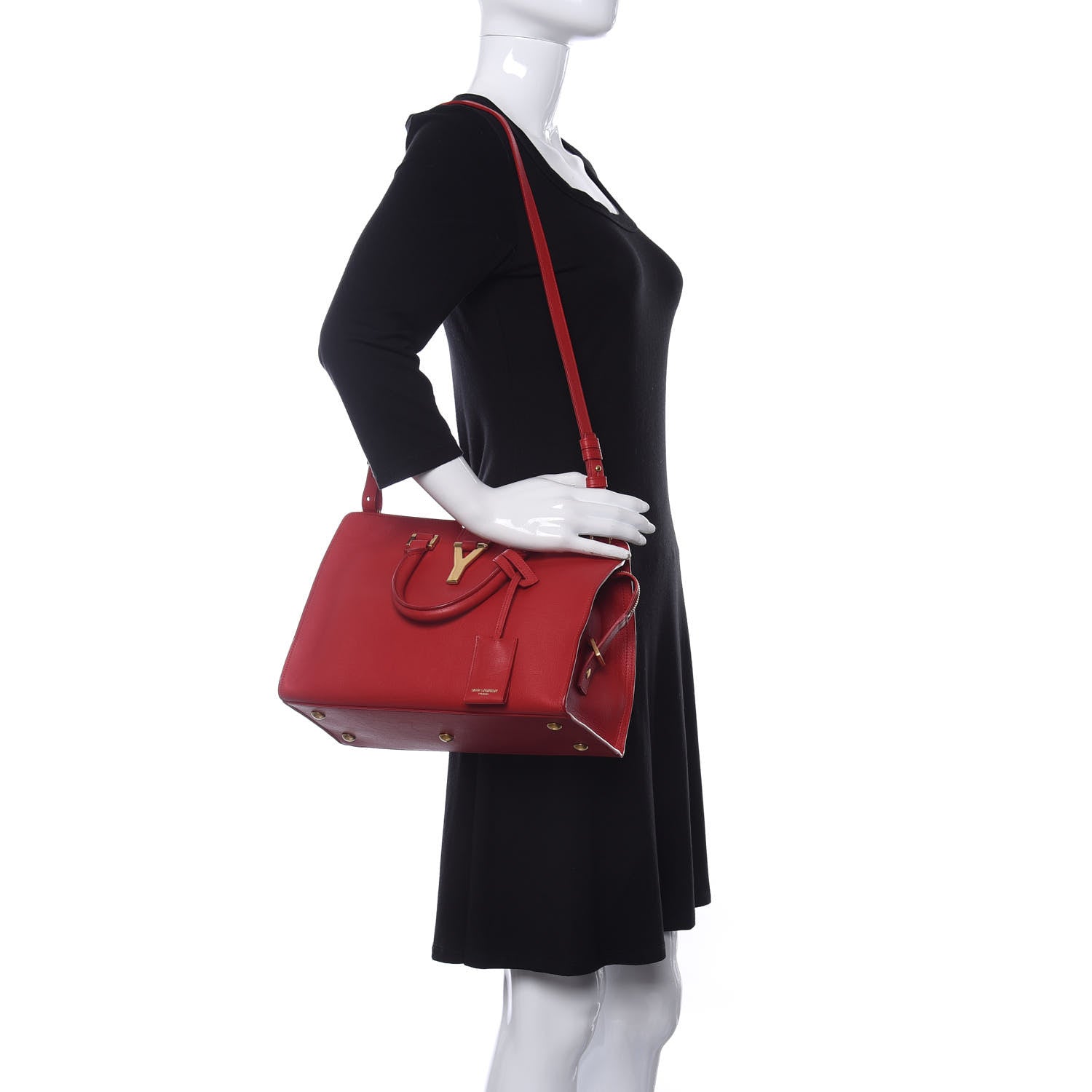 Saint Laurent Calfskin Small Classic Y Cabas Rouge Orient 2 of 9