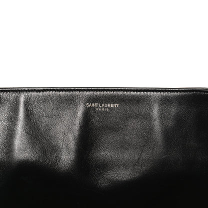 Saint Laurent Calfskin Canvas North South Reversible Shopping Tote Black 9 of 15