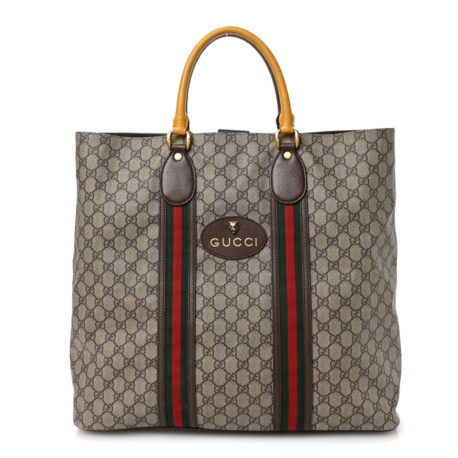 Gucci GG Supreme Monogram Web Neo Vintage Tote Beige New Acero Crop 1 of 11