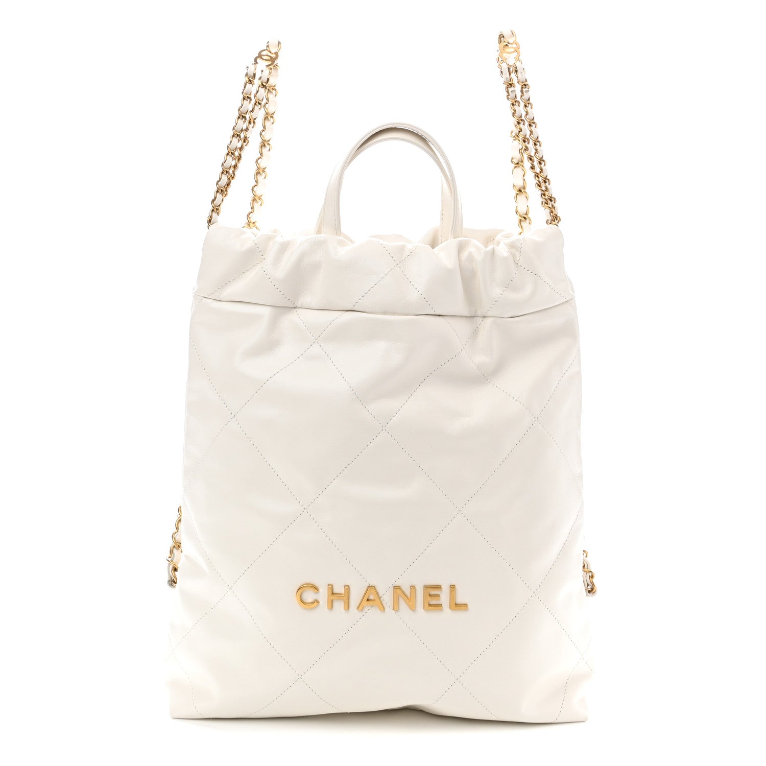 Chanel Shiny Calfskin Quilted Chanel 22 Backpack White 1 of 10