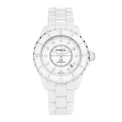 Chanel Stainless Steel Ceramic Diamond 38mm J12 Automatic Watch White 1 of 5