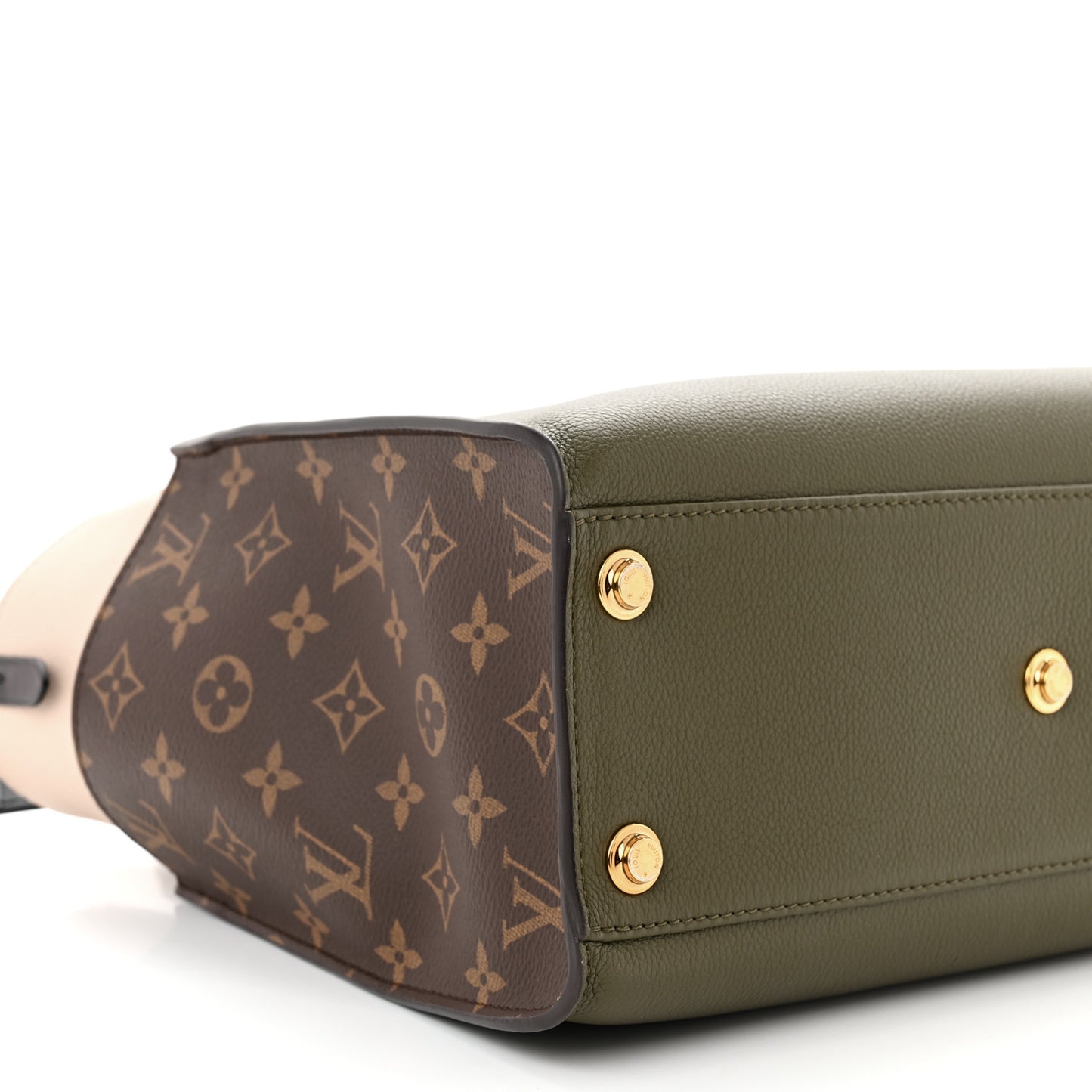 Calfskin Monogram On My Side MM Laurier Green Toffee Latte Beige