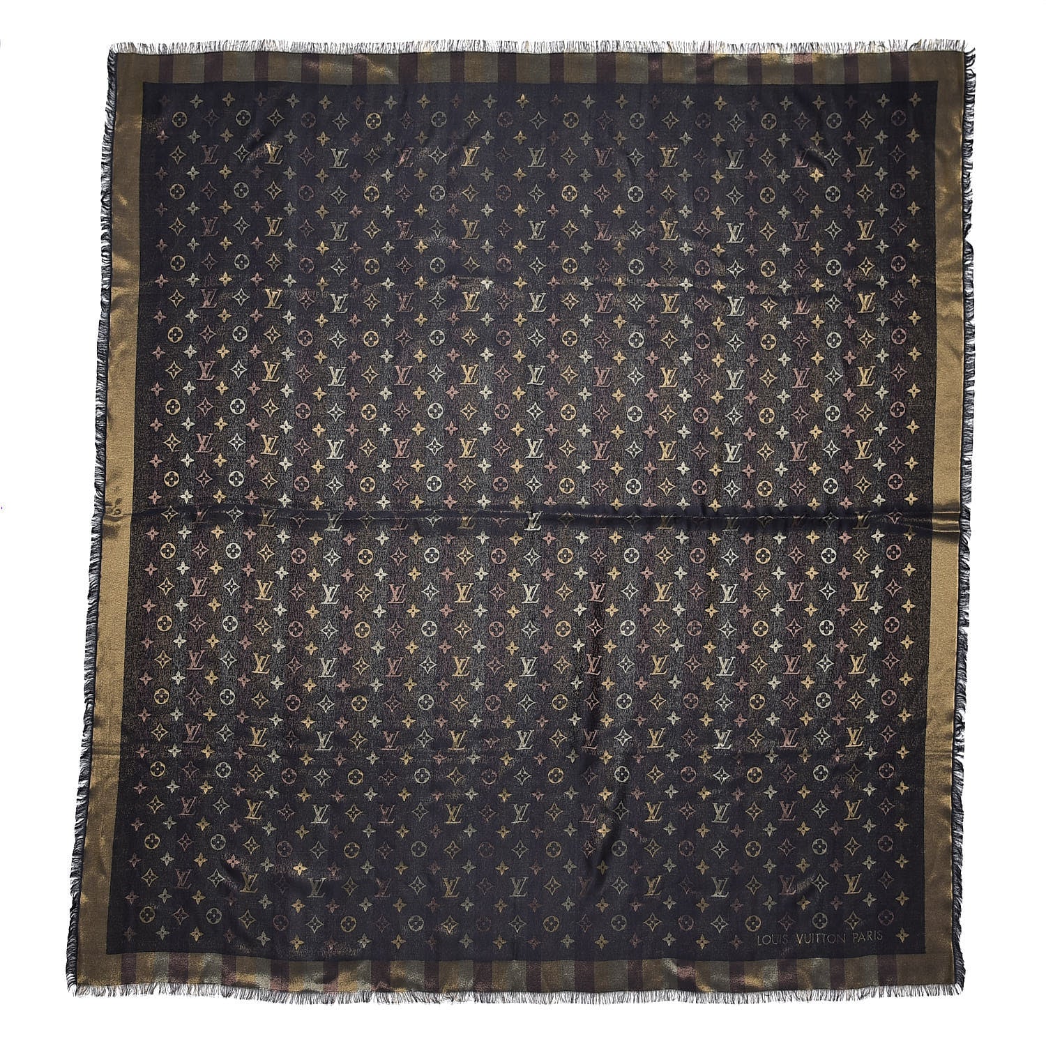 Louis Vuitton Silk Lurex Wool So Shine Monogram Shawl Black 1 of 4