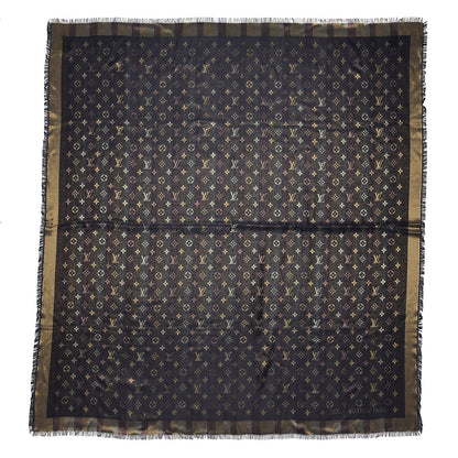Louis Vuitton Silk Lurex Wool So Shine Monogram Shawl Black 1 of 4