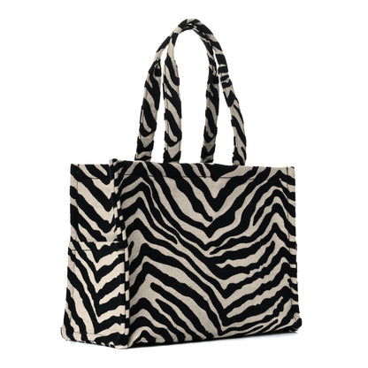 Celine Canvas Calfskin Triomphe Large Cabas Thais Natural Black 3 of 8