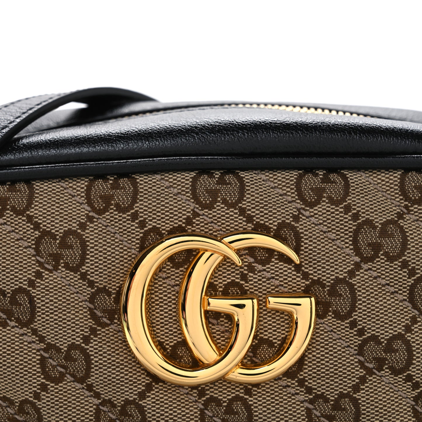 Monogram Matelasse Diagonal Small GG Marmont Chain Shoulder Bag Beige Black