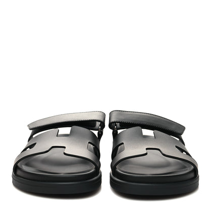 Hermes Calfskin Womens Chypre Sandals 39 Black 2 of 9