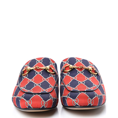 Gucci Mini GG Rhombus Chain Mens Princetown Slippers 8 Royal Bleuett Red 2 of 7