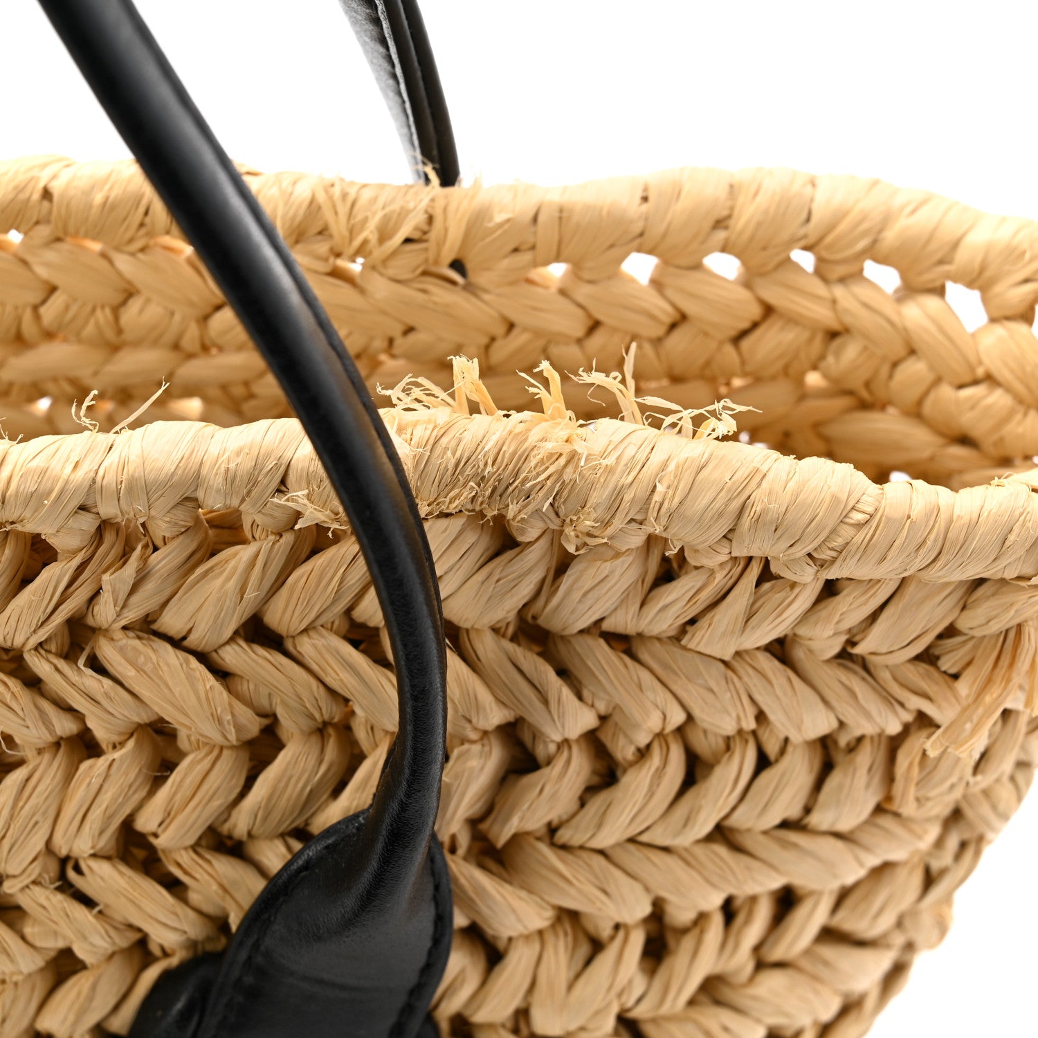 Bottega Veneta Raffia Calfskin Small Arco Basket Black 1868805