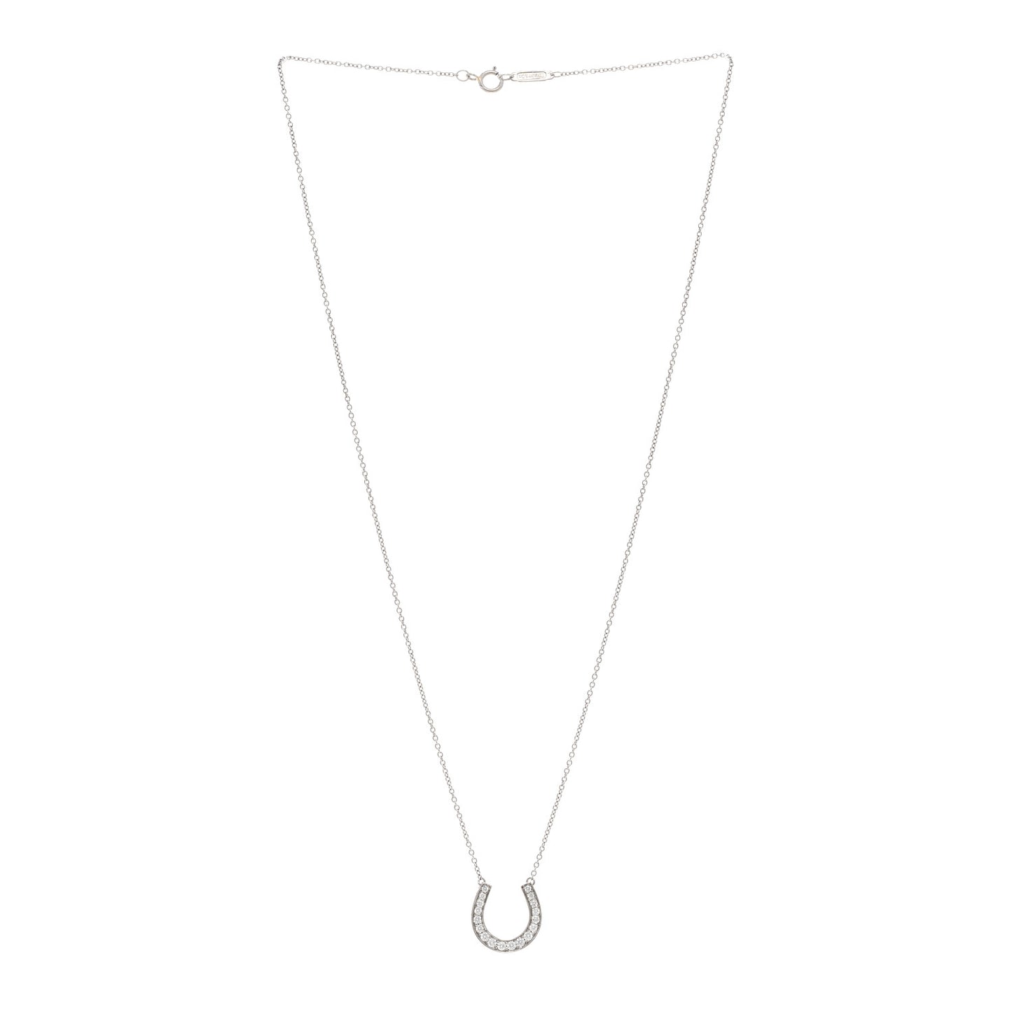 Platinum Diamond Horseshoe Pendant Necklace