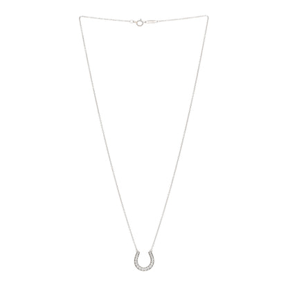 Tiffany Platinum Diamond Horseshoe Pendant Necklace 3 of 5