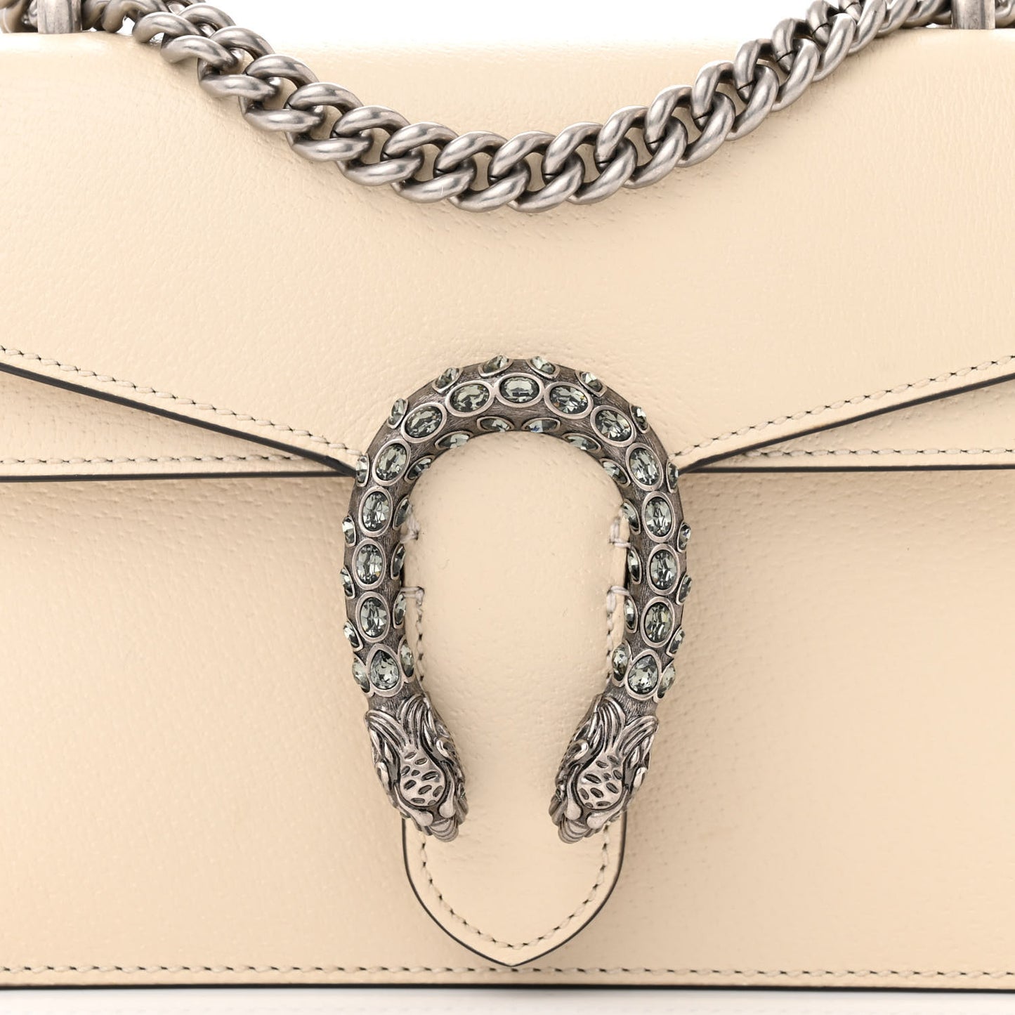 Textured Calfskin Crystal Mini Dionysus Shoulder Bag Mystic White