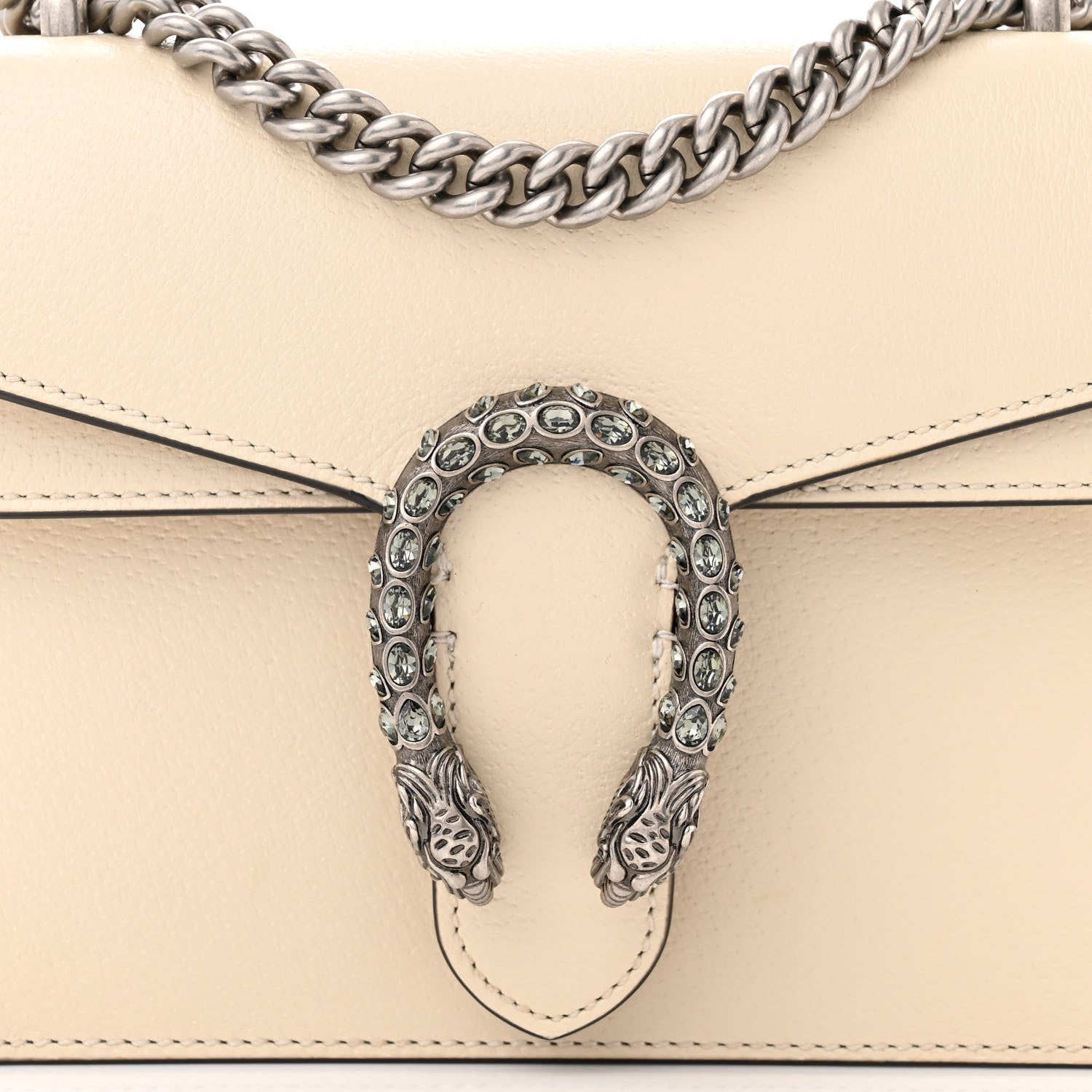 Gucci Textured Calfskin Crystal Mini Dionysus Shoulder Bag Mystic White 8 of 13