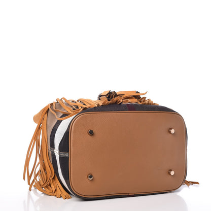 Burberry Suede Fringe Large Belgrove Bucket Bag Tan 5 of 16