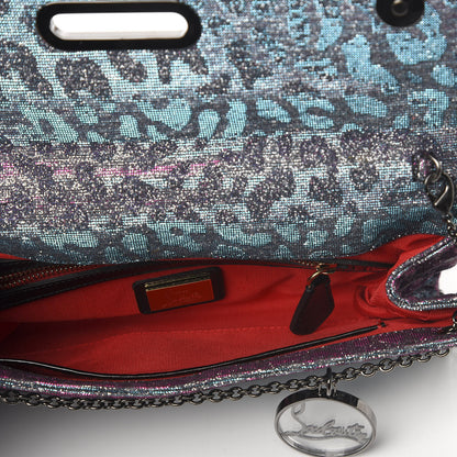 Christian Louboutin Lame Leopard Riviera Clutch Turquoise Violet 5 of 9