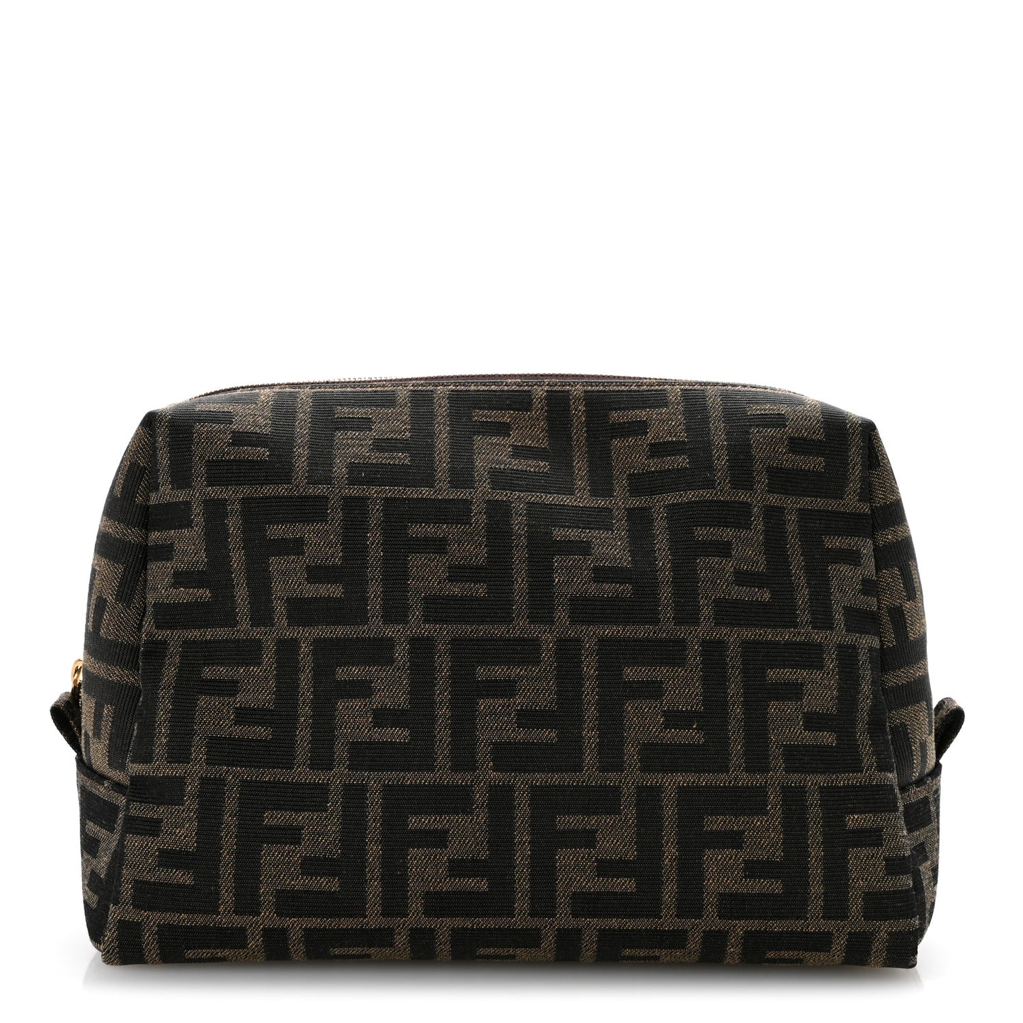 Fabric Jacquard FF 1974 Medium Trapezoid Beauty Pouch Tobacco Moro Black