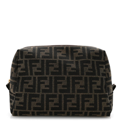 Fendi Fabric Jacquard FF 1974 Medium Trapezoid Beauty Pouch Tobacco Moro Black 1 of 9
