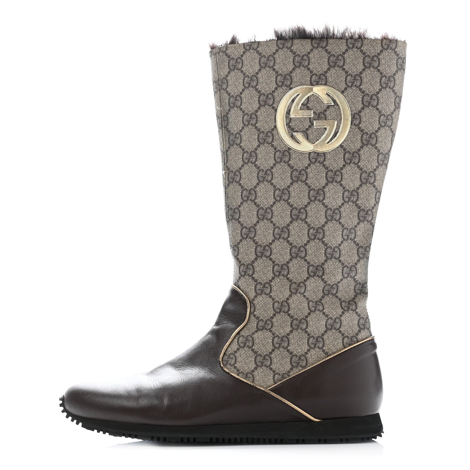 Gucci GG Plus Monogram Rabbit Fur Boots 39 Dark Brown 879819 – FASHIONPHILE