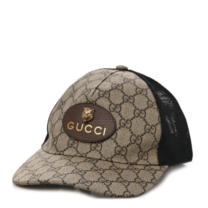 Gucci Soft GG Supreme Monogram Mesh Textured Dollar Calfskin Neo Vintage Rap Baseball Hat S Dark Brown Black 1 of 10
