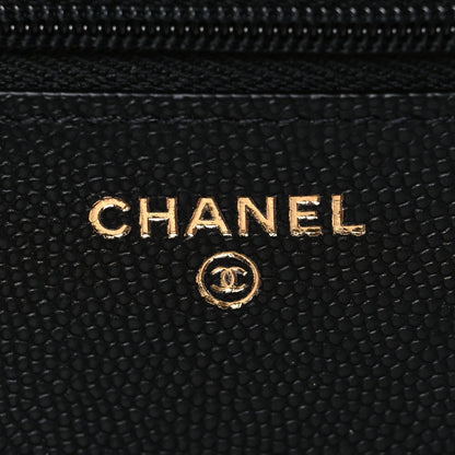 Chanel Caviar Quilted Striated CC Wallet On Chain WOC Black 5 of 11