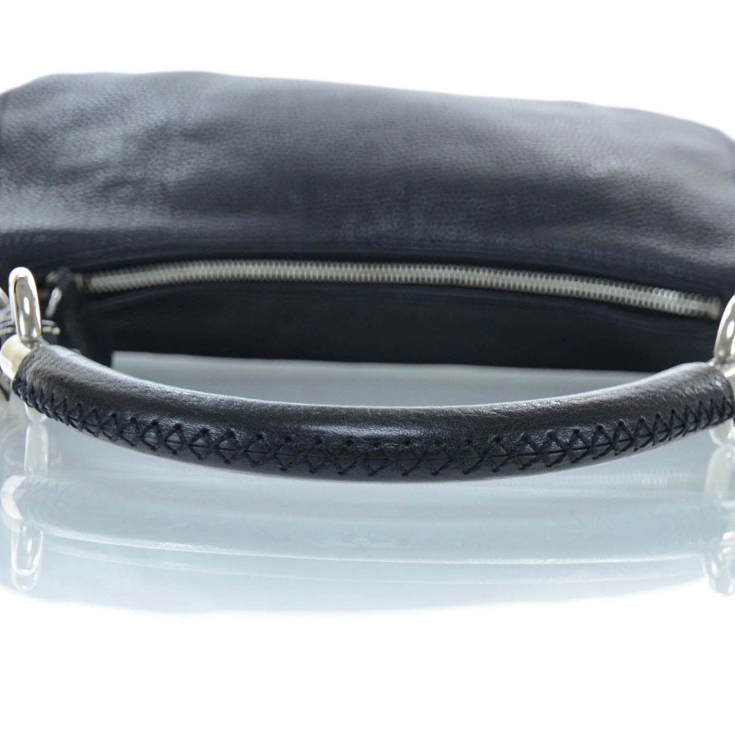 Leather Small Hobo Bag Nero Black