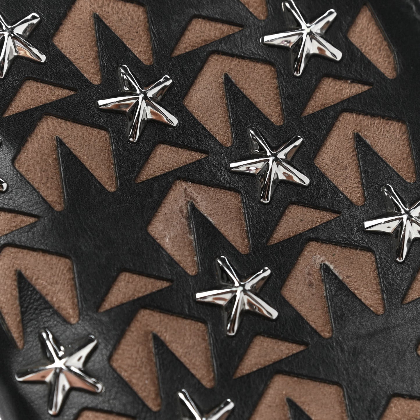 Calfskin Filipa Star Perforated Zip Around Wallet Black Brown