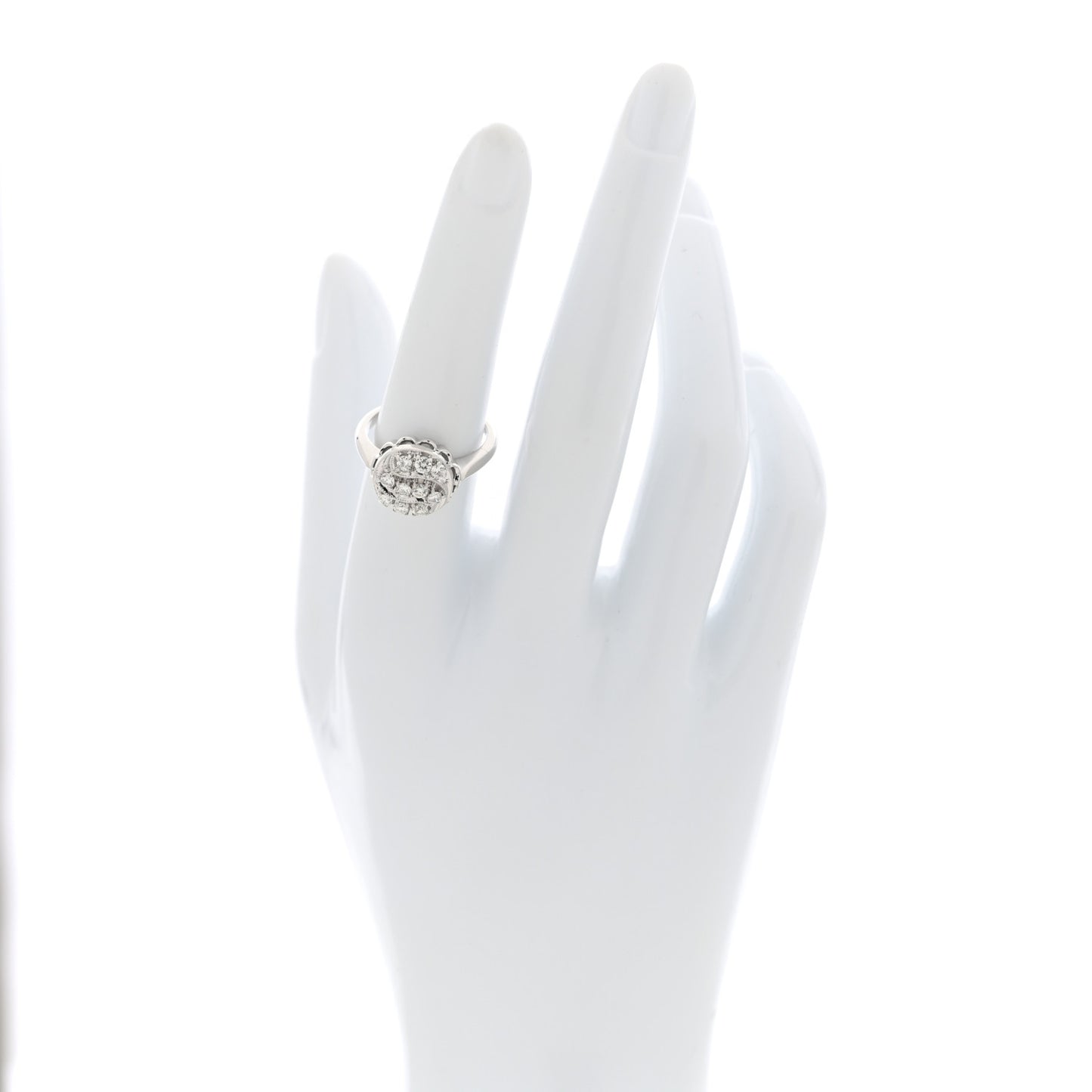 14K White Gold Diamond .40ctw Round Cocktail Ring 53 6.5