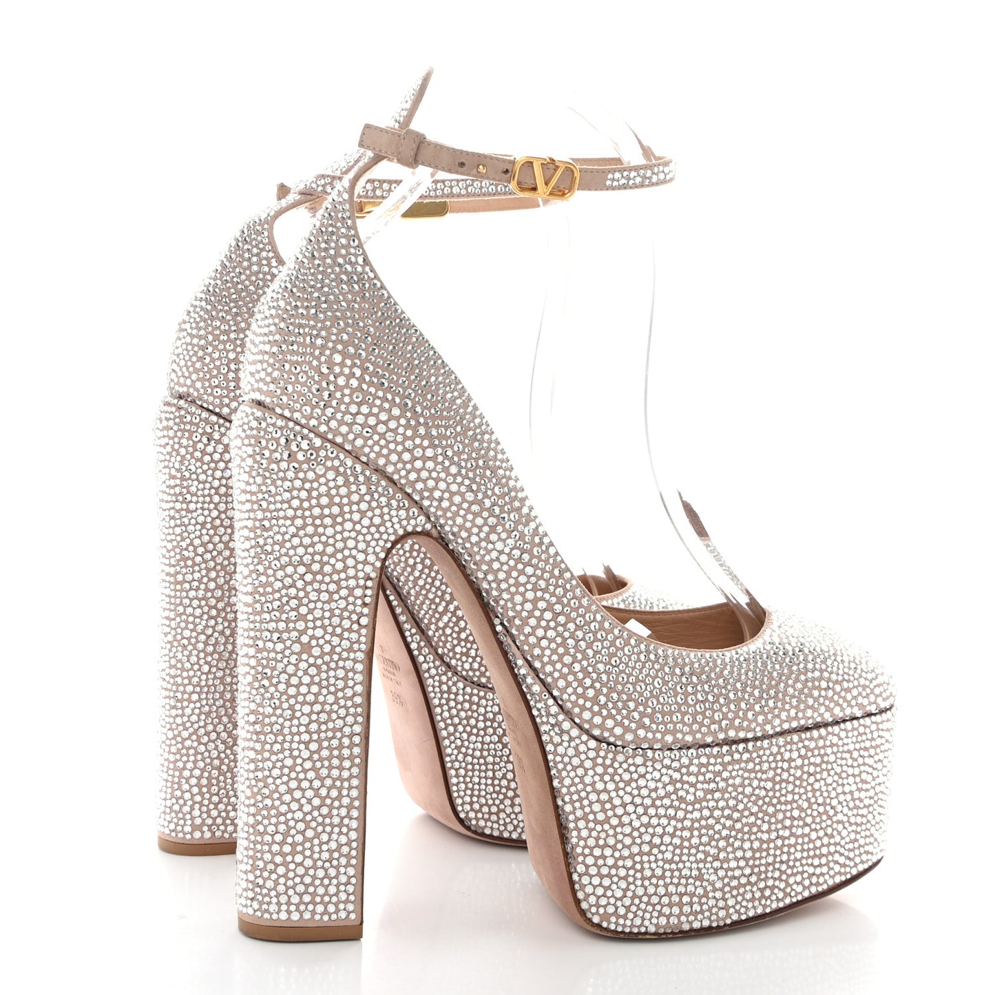 Crystal Suede Tan-Go 55/155mm Platform Pumps 39.5 Rose Cannelle