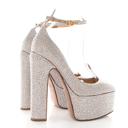 Valentino Garavani Crystal Suede Tan-Go 55/155mm Platform Pumps 39.5 Rose Cannelle 4 of 8