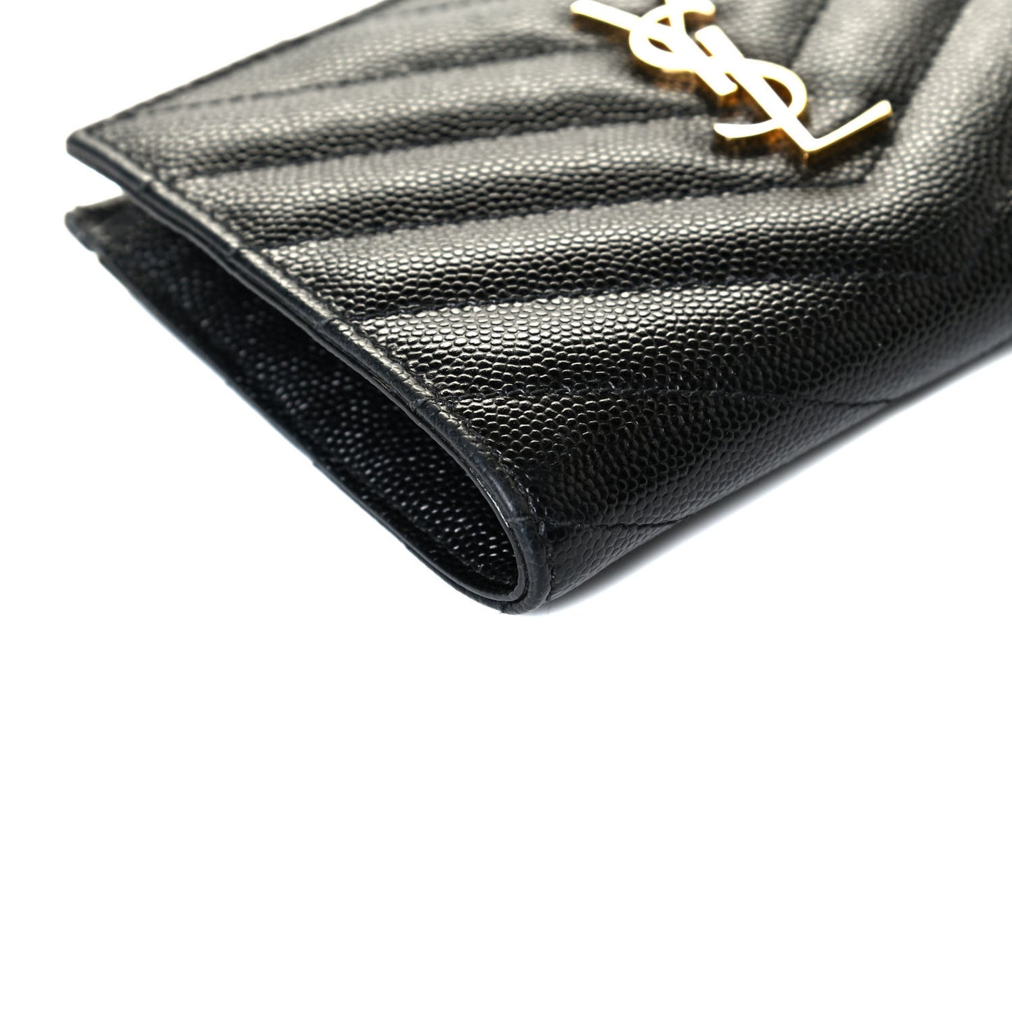 Grain De Poudre Matelasse Chevron Monogram Zipped Two-Part Wallet Black