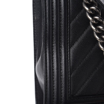 Chanel Caviar Chevron Quilted New Medium Boy Flap Black 13 of 17