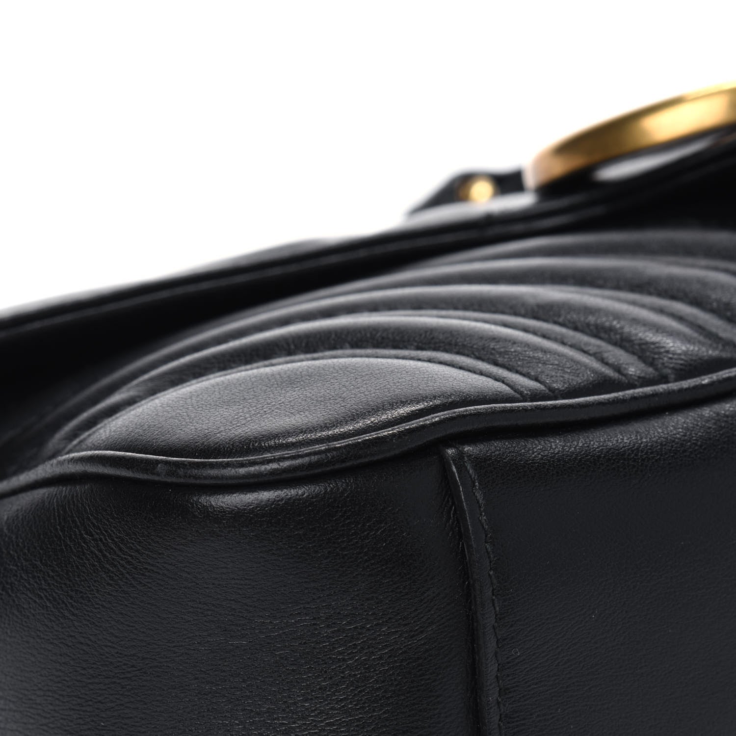 Gucci Calfskin Matelasse Small GG Marmont Shoulder Bag Black 8 of 12