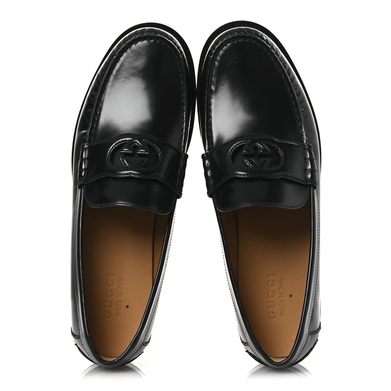Gucci Calfskin Mens Interlocking G Millennial Ribot Loafers 13 Black 2 of 12