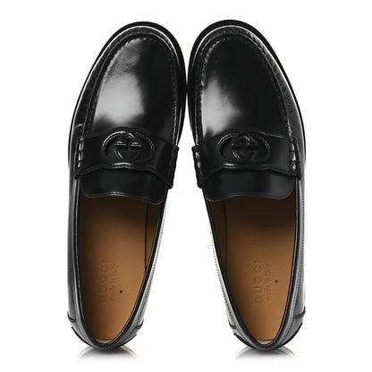 Gucci Calfskin Mens Interlocking G Millennial Ribot Loafers 13 Black 2 of 12