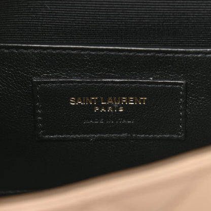 Saint Laurent Grain De Poudre Textured Mixed Matelasse Triquilt Small Monogram Satchel Dark Beige 8 of 11