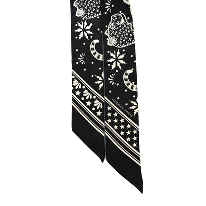 Hermes Silk Les Leopards Twilly Black White 2 of 3