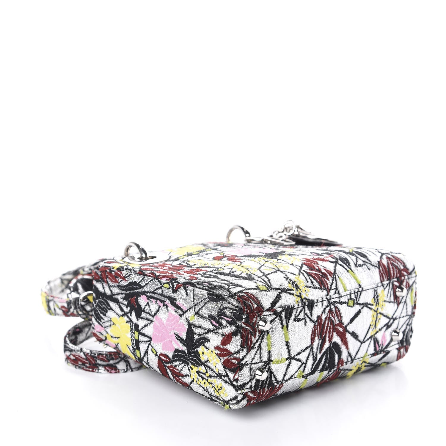 Christian Dior Metallic Canvas Embroidered Mini Lady Dior Argent Multicolor 4 of 13