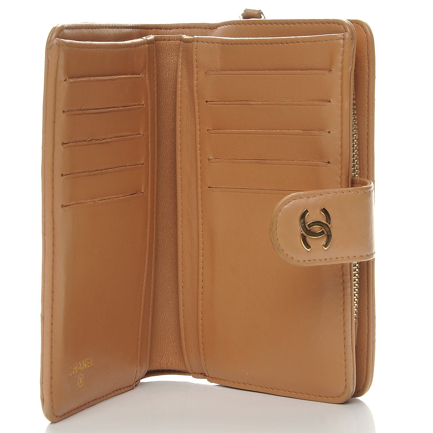 Chanel Lambskin Quilted Zipped Pocket Wallet Beige 5 of 11