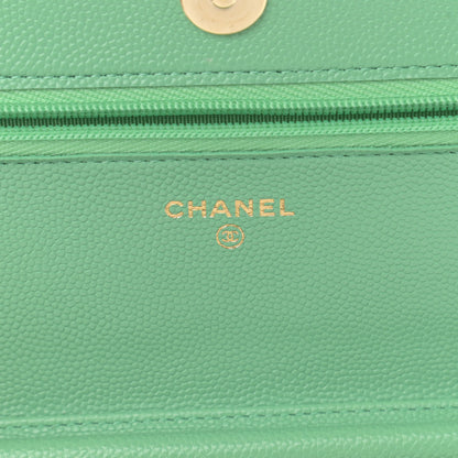 Chanel Caviar Quilted Wallet On Chain WOC Light Green 9 of 13