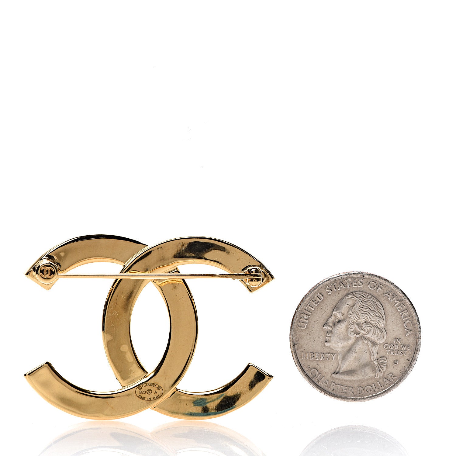 Chanel Metal Paris Button CC Large Brooch Gold 2 of 4